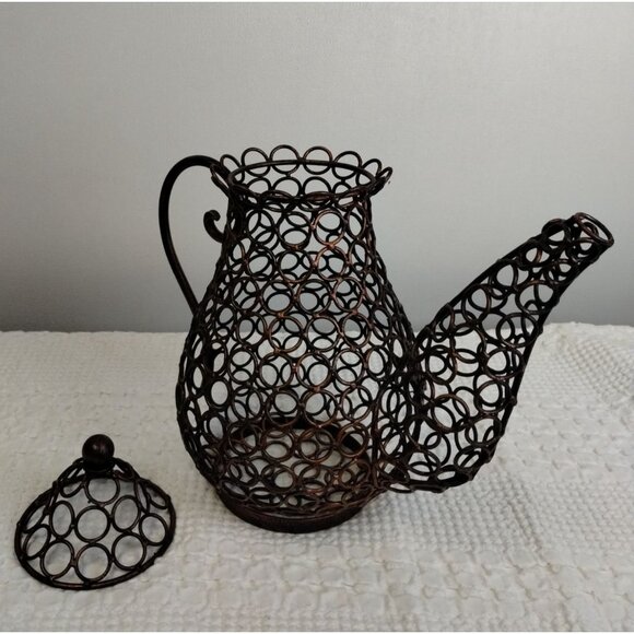 Vintage French Copper Color Metal Decorative Tea Pot Lid 12.5" SKU 2383 - Picture 2 of 7